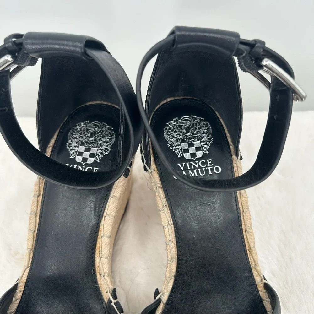 VINCE CAMUTO Women’s Size 10 Black Leera Espadrille Wedge Sandal